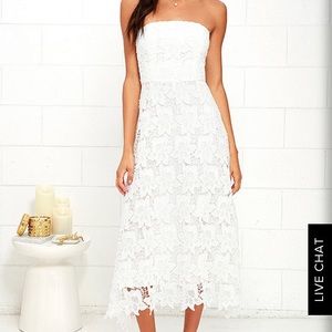 BB Dakota Eleanor Ivory Lace Strapless Midi Dress